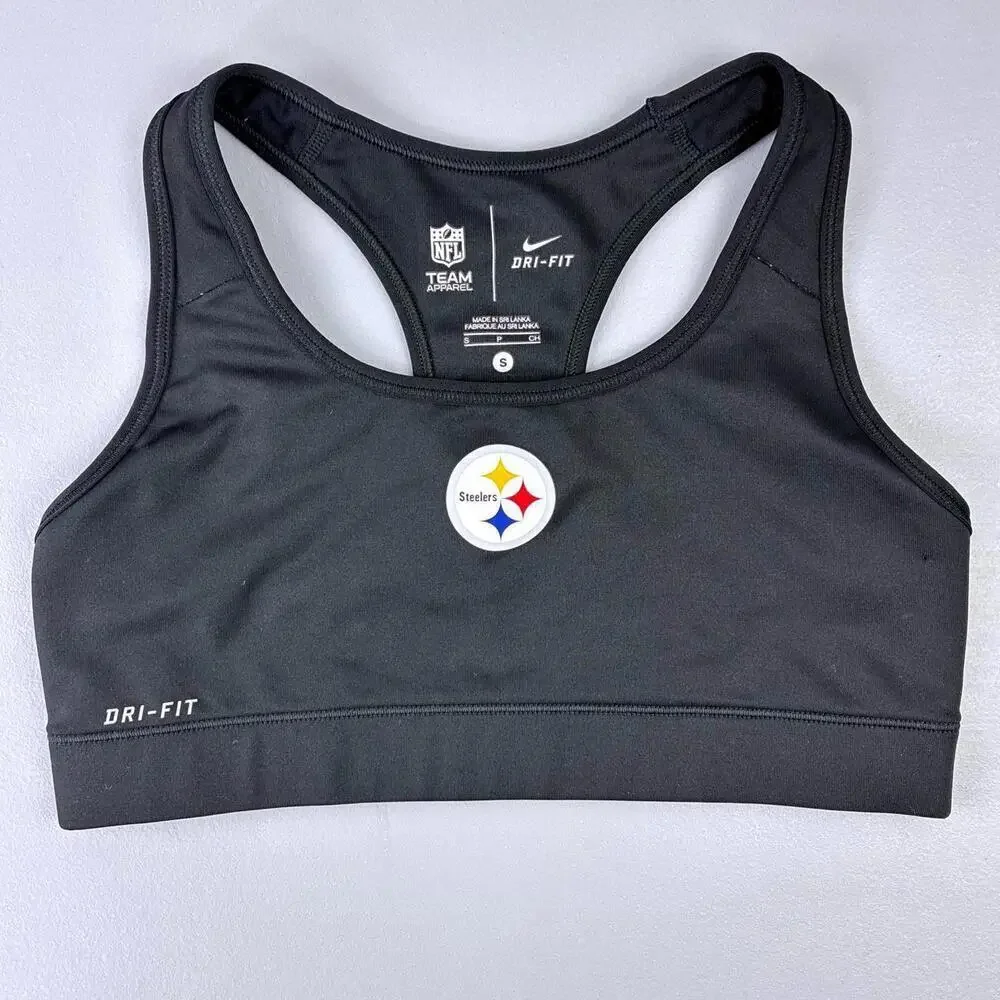 Nike Dri-FIT NFL Pittsburg Steelers Nike Pro Women's Sports Bra Small Black